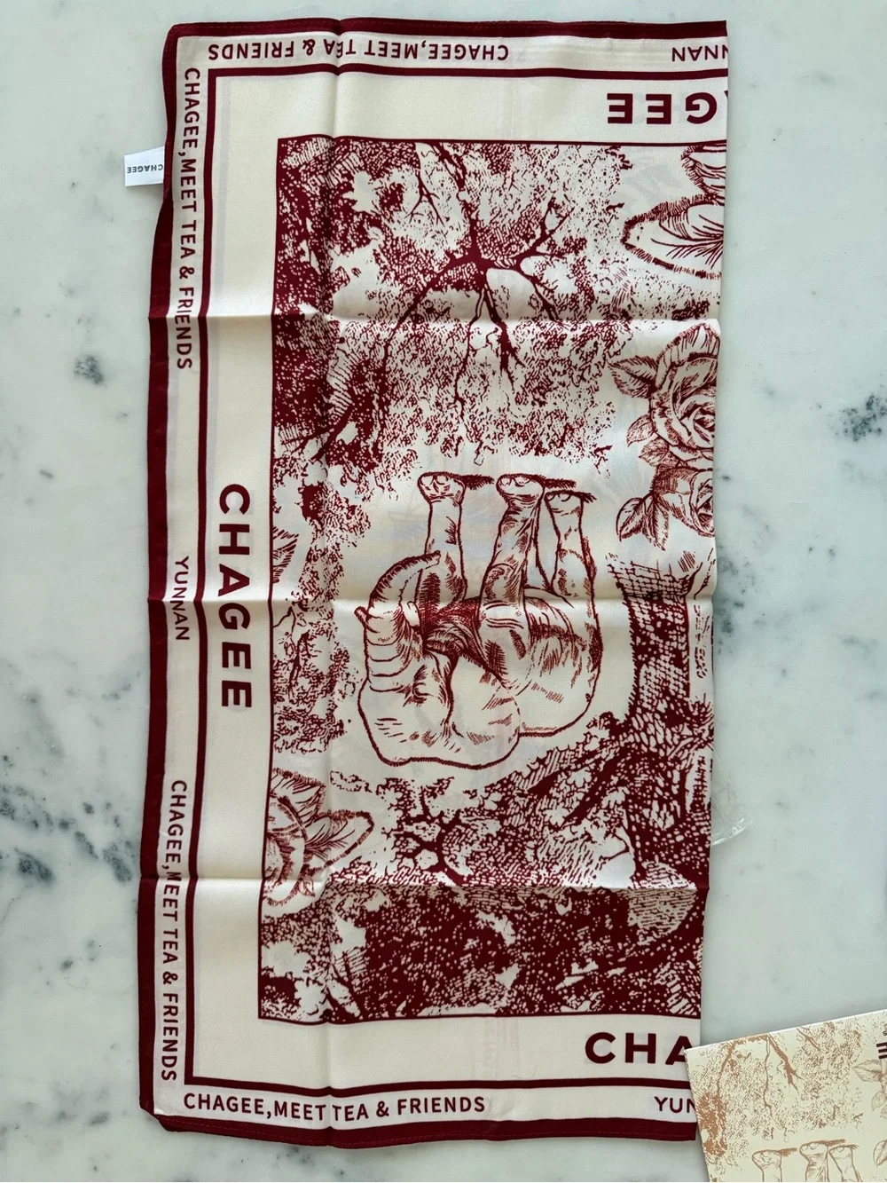 Brand New CHAGEE collectible Red Floral Scarf - Rose Print